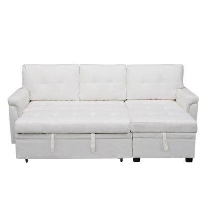 Canapé sectionnel réversible avec lit gigogne, méridienne avec rangement dissimulé, pieds durables,