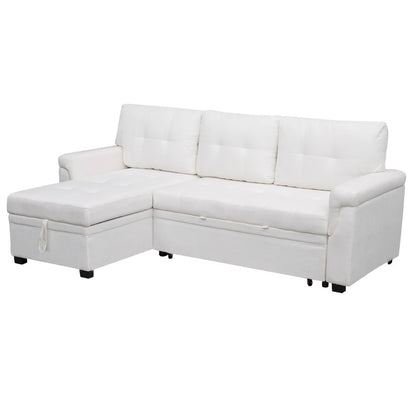 Canapé sectionnel réversible avec lit gigogne, méridienne avec rangement dissimulé, pieds durables,