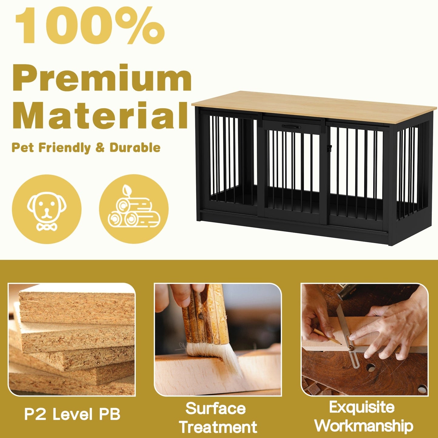 Cage pour chien élégante et robuste avec renfort en tube de fer