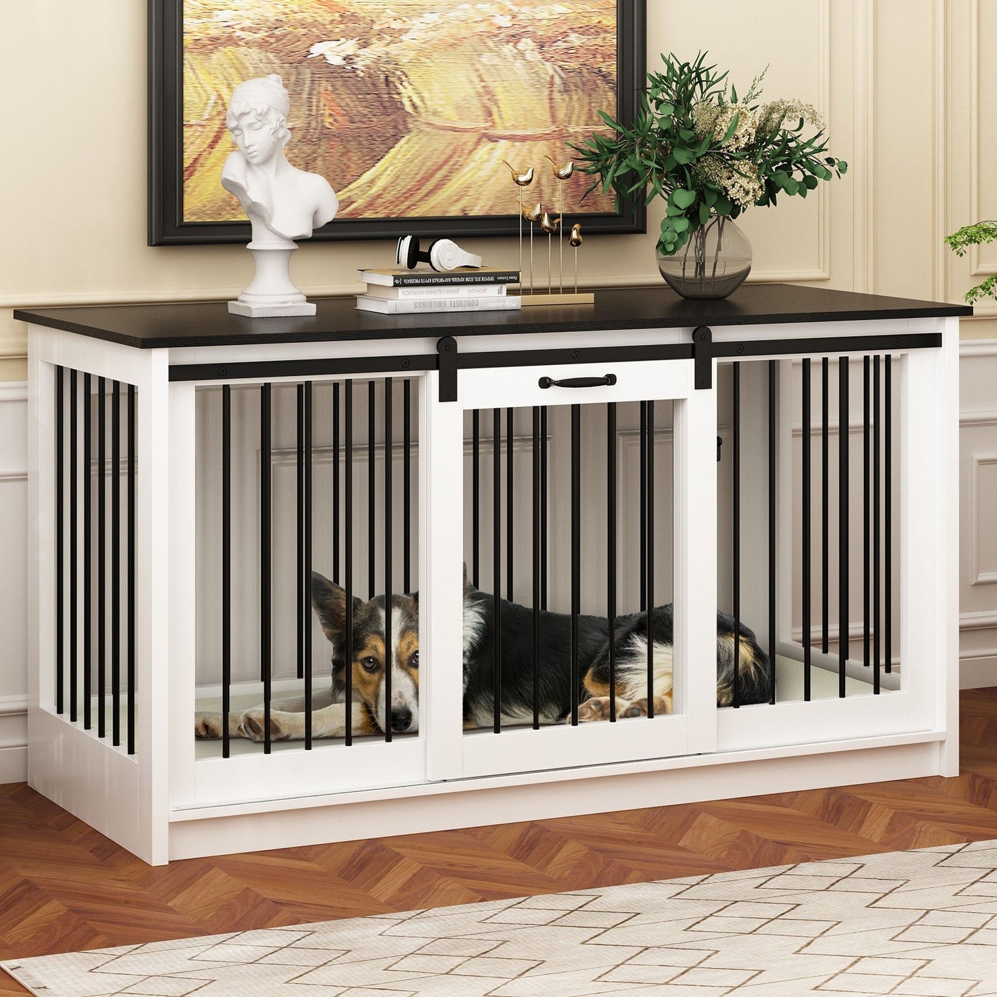 Cage pour chien élégante et robuste avec renfort en tube de fer