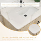 Porto Bath Vanity with White Quartz Stone Top without Mirror