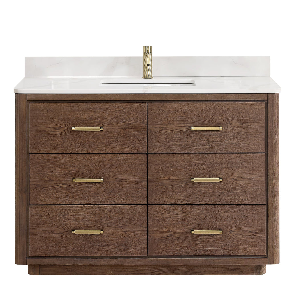 Porto Bath Vanity with White Quartz Stone Top without Mirror