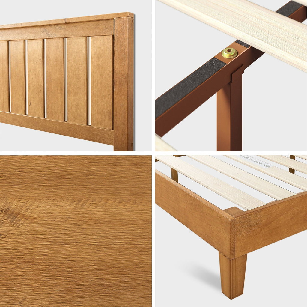 Priage by ZINUS Rustic Pine Deluxe Wood Platform Bed Frame