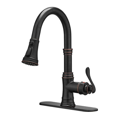 Robinet de cuisine à tirette, poignée unique, robinet d'évier de cuisine moderne à un trou avec douchette extractible, robinet de lavabo avec plaque de pont
