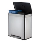 Qualiazero 16 Gal (8 Gal dual unit) Rectangular Recycle Step Can - Stainless Steel