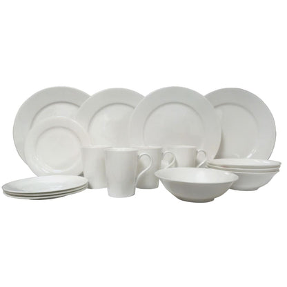 Service de table 16 pièces en porcelaine tendre à bord vanille rouge