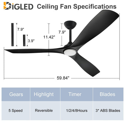 Ventilateur de plafond à distance avec lumières encastrées