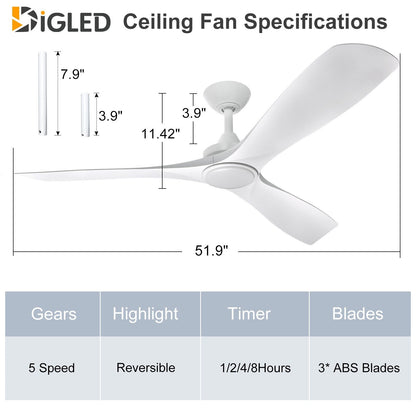 Ventilateur de plafond à distance avec lumières encastrées