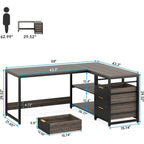 Reversible L-Shaped Office Desk Computer Desk Sturdy Writing Table Workstation