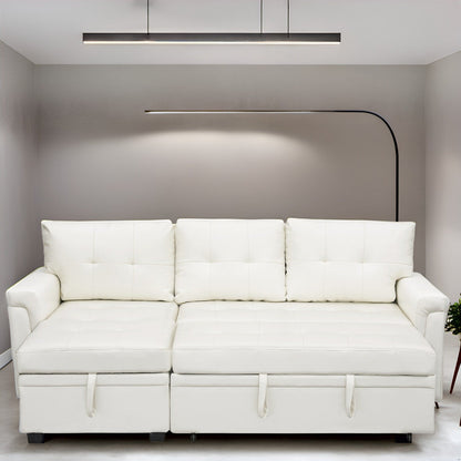 Canapé sectionnel réversible avec lit gigogne, méridienne avec rangement dissimulé, pieds durables,