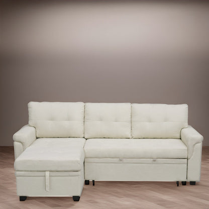 Canapé sectionnel réversible avec lit gigogne, méridienne avec rangement dissimulé, pieds durables,