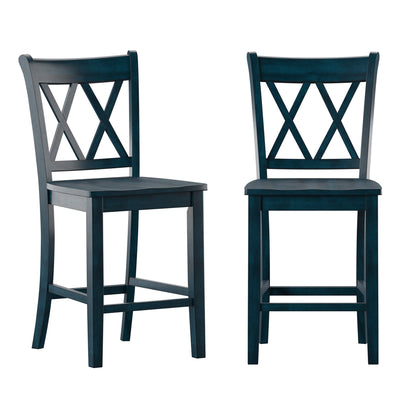 Chaises de comptoir Ronda à dossier double en X (lot de 2)