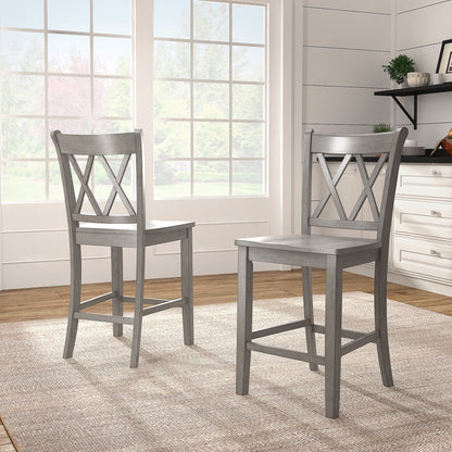 Chaises de comptoir Ronda à dossier double en X (lot de 2)