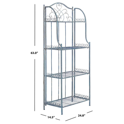 Étagère de boulangerie d'extérieur à 4 niveaux en fer forgé victorien SAFAVIEH Bryn - 25 po L x 15 po P x 63 po H - 25L x 15P x 63H