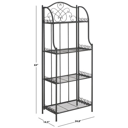 Étagère de boulangerie d'extérieur à 4 niveaux en fer forgé victorien SAFAVIEH Bryn - 25 po L x 15 po P x 63 po H - 25L x 15P x 63H