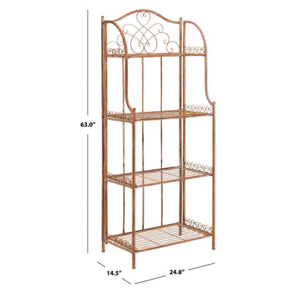 Étagère de boulangerie d'extérieur à 4 niveaux en fer forgé victorien SAFAVIEH Bryn - 25 po L x 15 po P x 63 po H - 25L x 15P x 63H