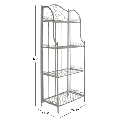 Étagère de boulangerie d'extérieur à 4 niveaux en fer forgé victorien SAFAVIEH Bryn - 25 po L x 15 po P x 63 po H - 25L x 15P x 63H