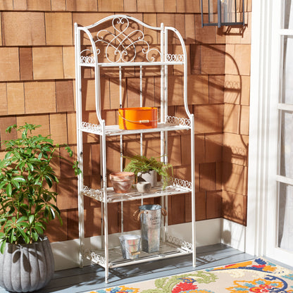 Étagère de boulangerie d'extérieur à 4 niveaux en fer forgé victorien SAFAVIEH Bryn - 25 po L x 15 po P x 63 po H - 25L x 15P x 63H
