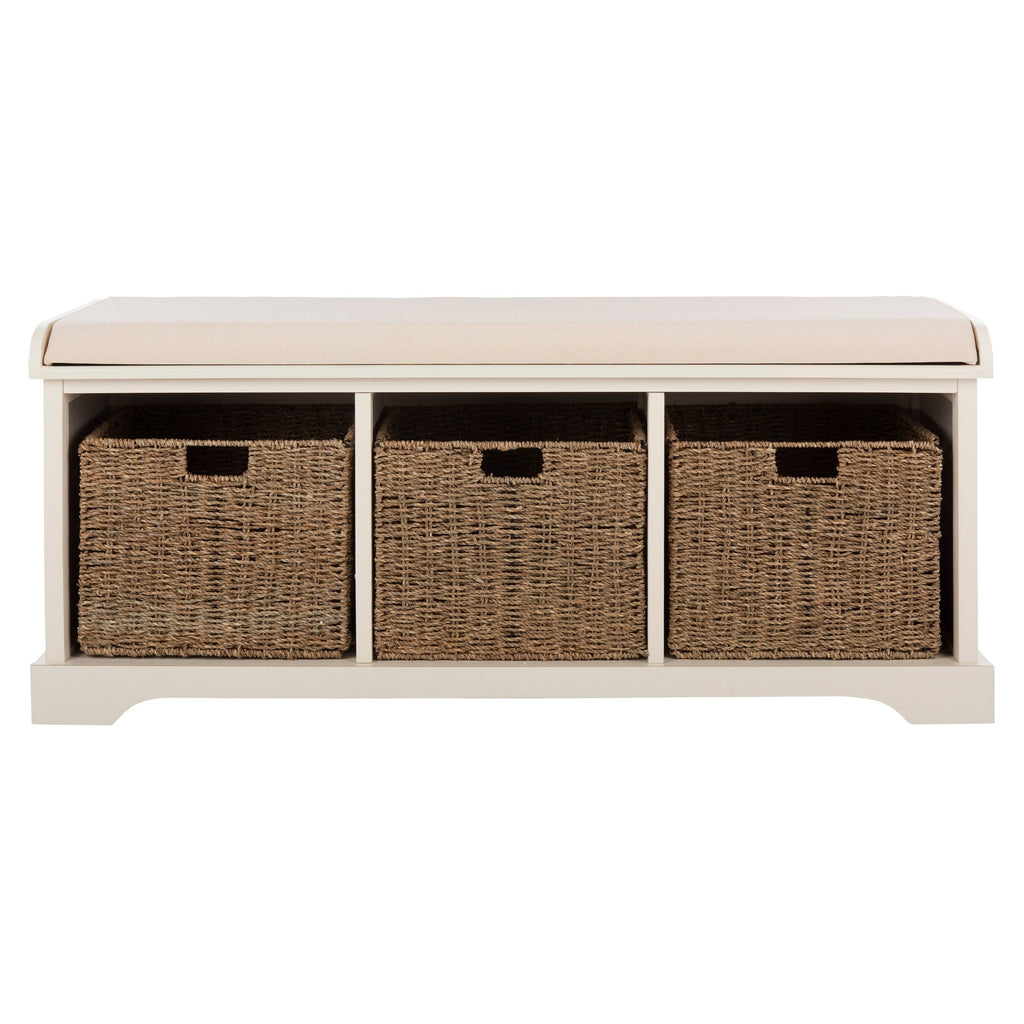 SAFAVIEH Eola Grey/ White Storage Bench - 47 x 16.1 x 19.9 - 47Wx16Dx20H