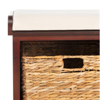 SAFAVIEH Euphemia Brown Woven Storage Basket Bench - 33.5 x 16.1 x 19.9 - 34Wx16Dx20H