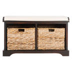 SAFAVIEH Euphemia Brown Woven Storage Basket Bench - 33.5 x 16.1 x 19.9 - 34Wx16Dx20H