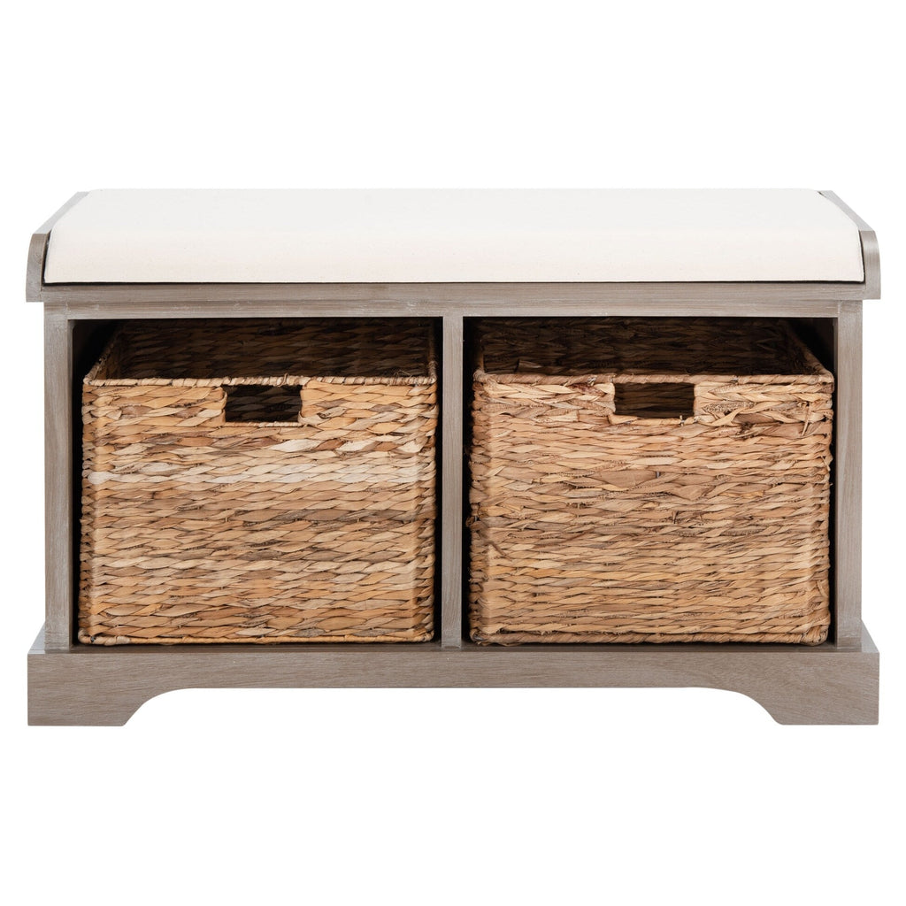 SAFAVIEH Euphemia Brown Woven Storage Basket Bench - 33.5 x 16.1 x 19.9 - 34Wx16Dx20H