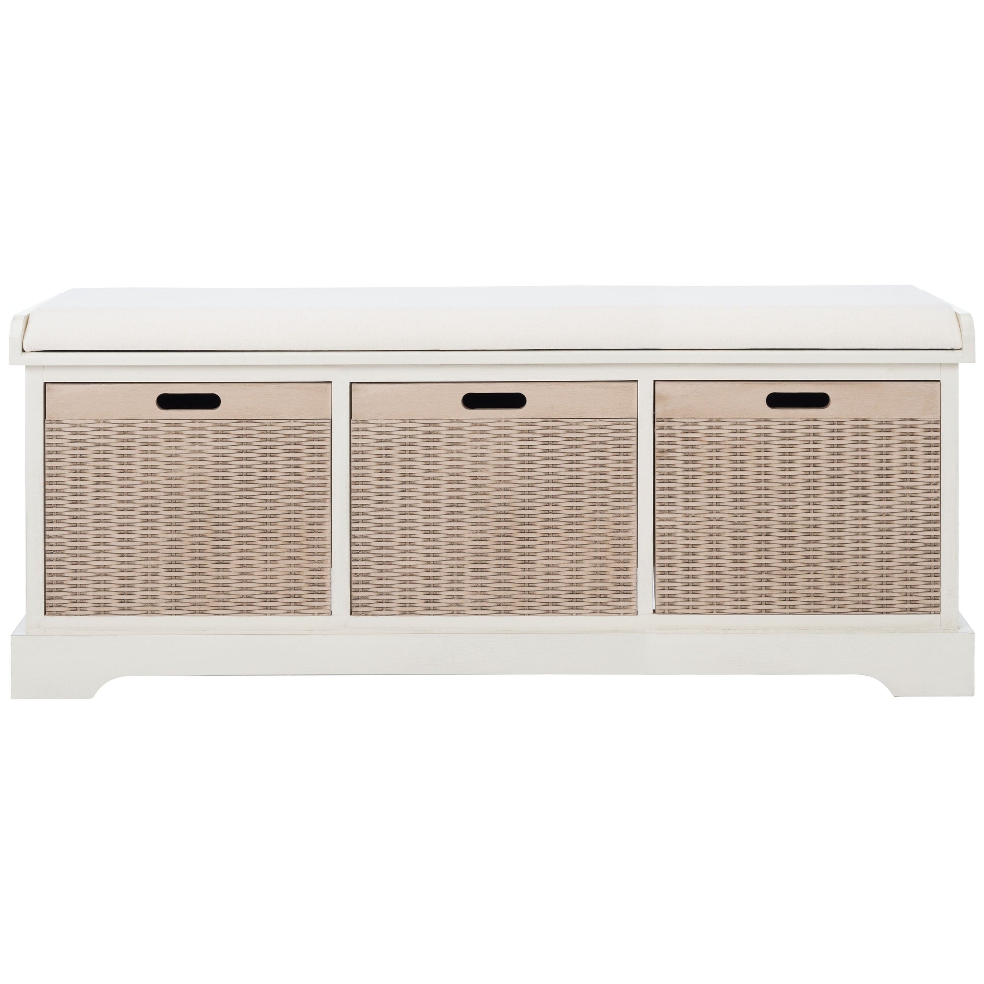 SAFAVIEH Fiorello 3-Drawer with Cushion Storage Bench - 47.3 W x 15 L x 19 H - 47Wx15Dx19H