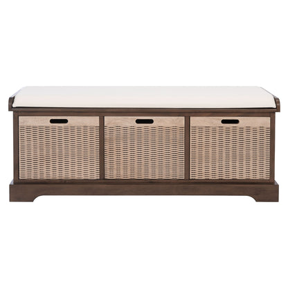 Banc de rangement à 3 tiroirs avec coussins SAFAVIEH Fiorello - 47,3 L x 15 L x 19 H - 47 L x 15 P x 19 H