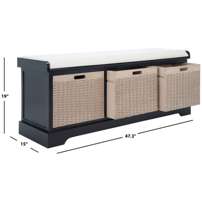 Banc de rangement à 3 tiroirs avec coussins SAFAVIEH Fiorello - 47,3 L x 15 L x 19 H - 47 L x 15 P x 19 H