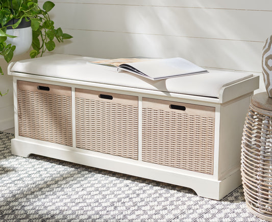 Banc de rangement à 3 tiroirs avec coussins SAFAVIEH Fiorello - 47,3 L x 15 L x 19 H - 47 L x 15 P x 19 H