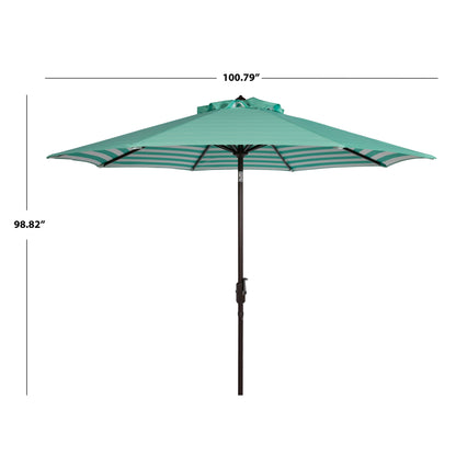 Parasol d'extérieur à manivelle rayé SAFAVIEH Hadire Inside Out de 9 pieds