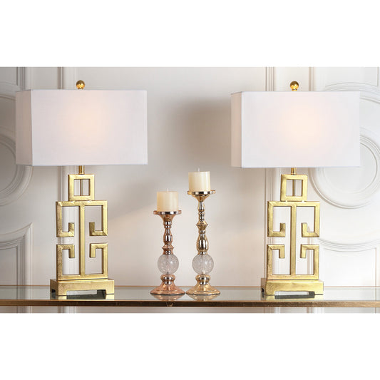 Lampe de table Chantelle de SAFAVIEH Lighting, 29 pouces, finition or antique grecque (lot de 2) - 16 L x 9 P x 29 H