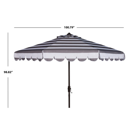 Parapluie à manivelle rayé SAFAVIEH Nargiz de 2,7 m, à motif festonné