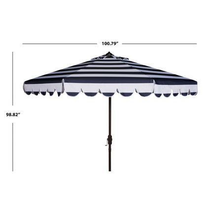 Parapluie à manivelle rayé SAFAVIEH Nargiz de 2,7 m, à motif festonné