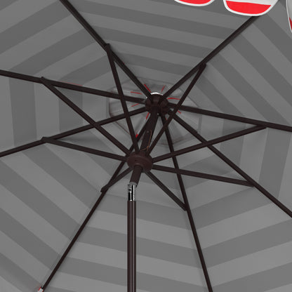 Parapluie à manivelle rayé SAFAVIEH Nargiz de 2,7 m, à motif festonné