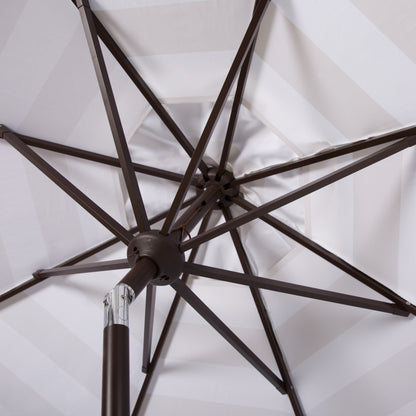 Parapluie à manivelle rayé SAFAVIEH Nargiz de 2,7 m, à motif festonné