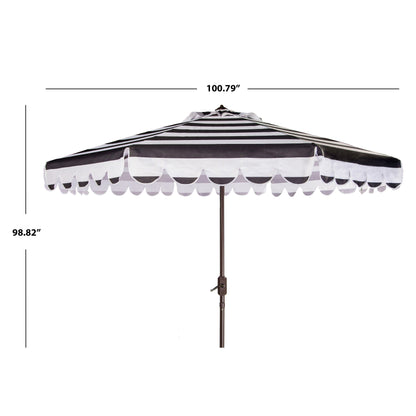 Parapluie à manivelle rayé SAFAVIEH Nargiz de 2,7 m, à motif festonné