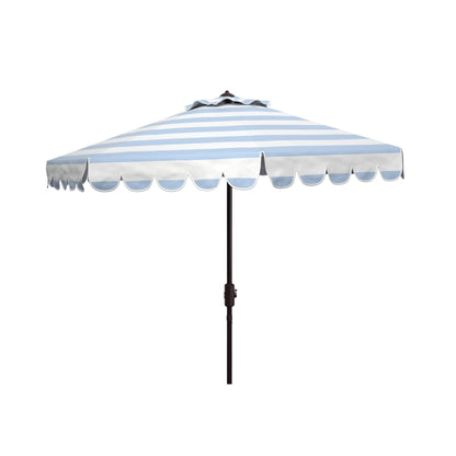 Parapluie à manivelle rayé SAFAVIEH Nargiz de 2,7 m, à motif festonné