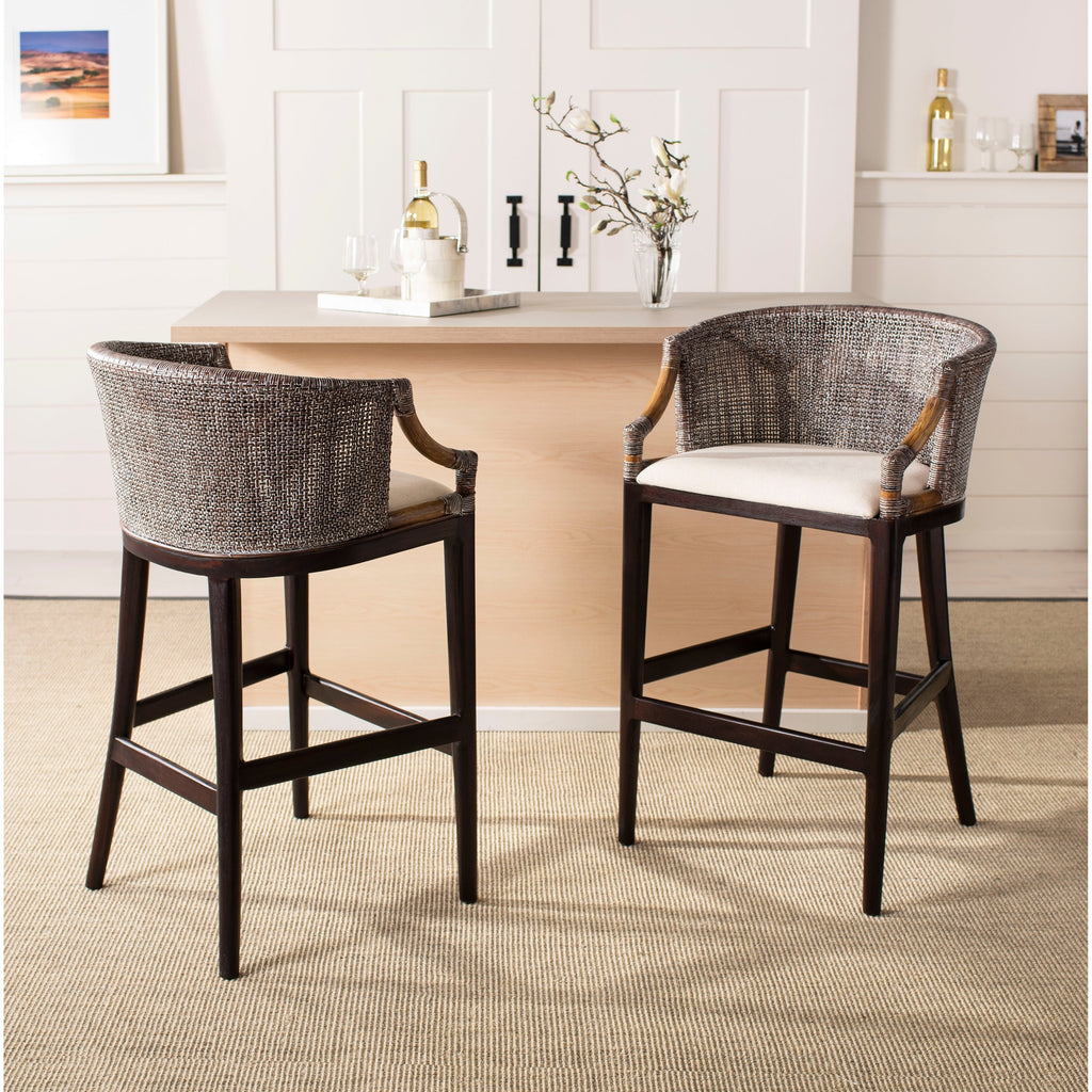 SAFAVIEH Virona Rattan 30-inch Bar Stool - 22.3 W x 20.5 L x 39 H - 22Wx21Dx39H