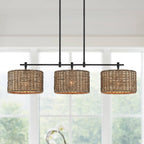 Sedgy 3-Light Black Farmhouse Kitchen Island Light Linear Chandelier - 41W