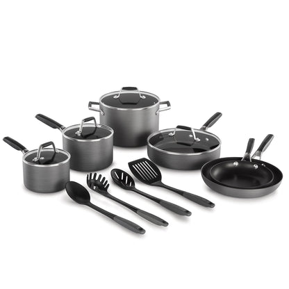 Batterie de cuisine antiadhésive anodisée dure Select by Calphalon, ensemble de 14 pièces