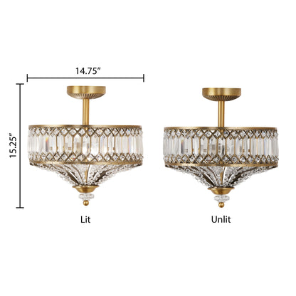 Luminaire semi-encastré en verre à plusieurs niveaux Silver Orchid Furey, bronze/or - 14,75 L x 14,75 l x 15,25 H