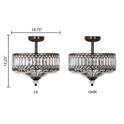 Luminaire semi-encastré en verre à plusieurs niveaux Silver Orchid Furey, bronze/or - 14,75 L x 14,75 l x 15,25 H