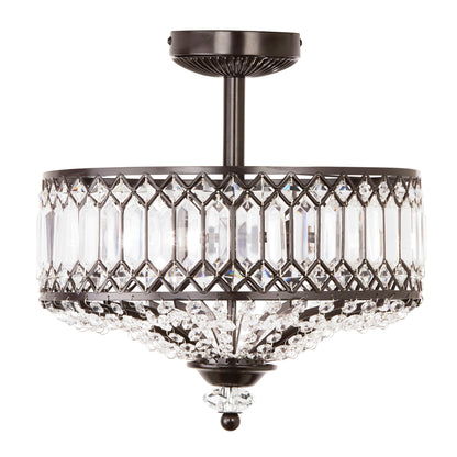 Luminaire semi-encastré en verre à plusieurs niveaux Silver Orchid Furey, bronze/or - 14,75 L x 14,75 l x 15,25 H