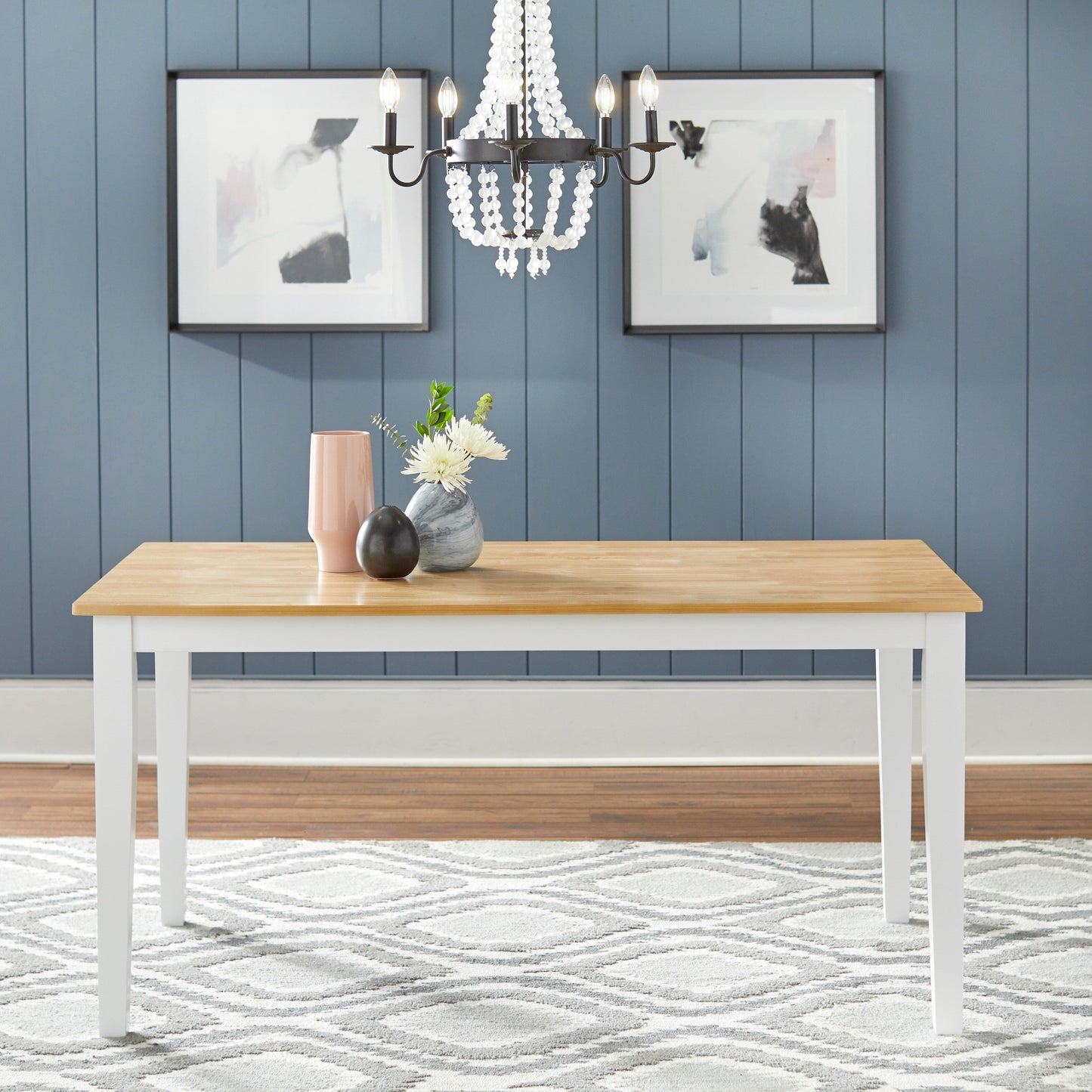 Ensemble de salle à manger Simple Living Crossback blanc/naturel 7 pièces