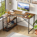 Small L Shaped Desk with Storage Shelves Corner Computer Desk