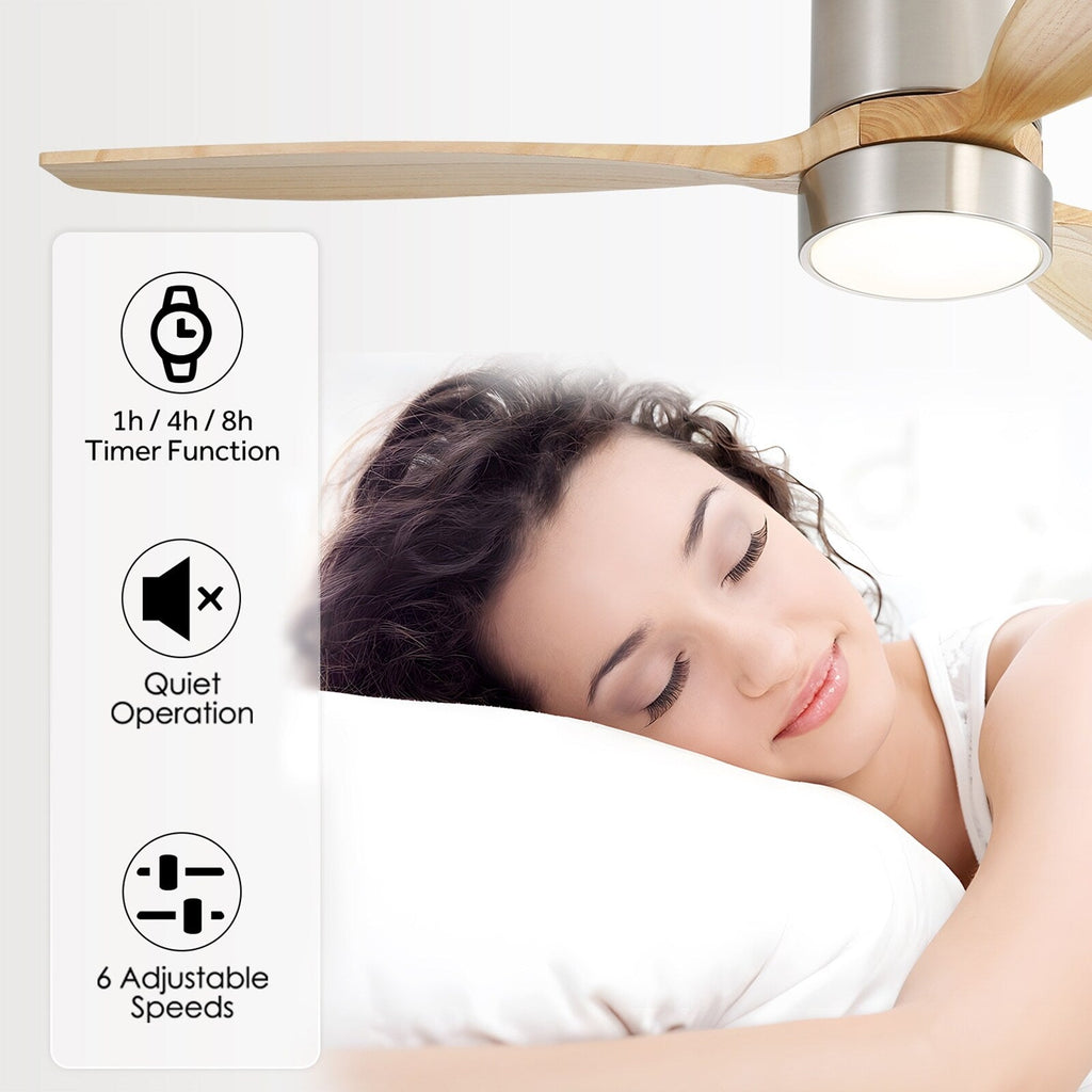 Sofucor 52 Inch Flush Mount Ceiling Fan with Remote, Reversible Motor,Integrated Light Optional