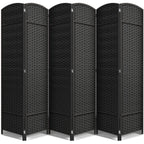 Sorbus 6 Panel Room Divider Tall Privacy Partition Screen Extra Wide Double Hinged Mesh Hand-Woven Folding Wall Divider - 6ft