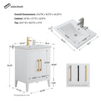 Vanity Art 20 or 24 or 30 Single Sink Bathroom Vanity Cabinet with Ceramic Top