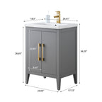 Vanity Art 20 or 24 or 30 Single Sink Bathroom Vanity Cabinet with Ceramic Top